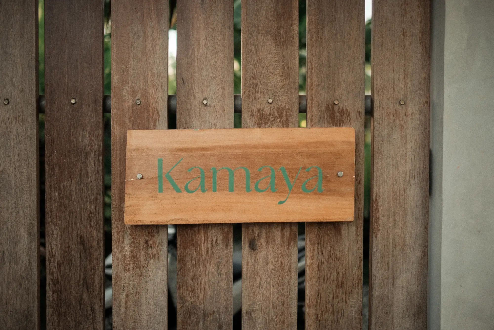 Kamaya wooden entrance sign
