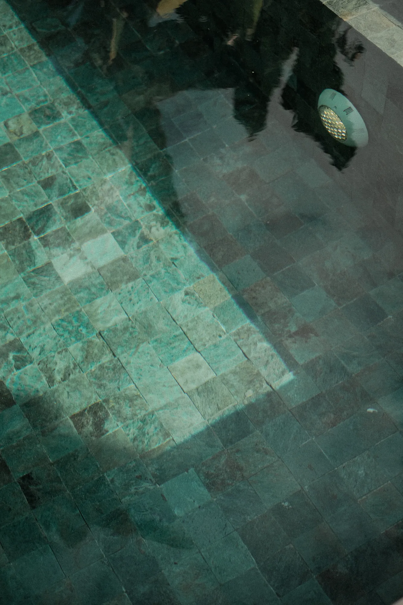 Green stone pool tiles